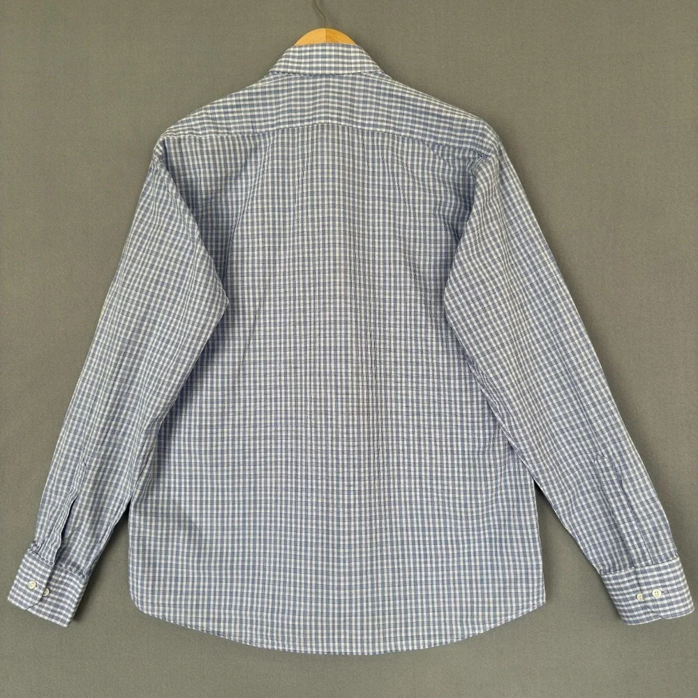 Polo Ralph Lauren Oxford Dress Shirt Men's Size 16‎ Blue Check Plaid Classic Fit